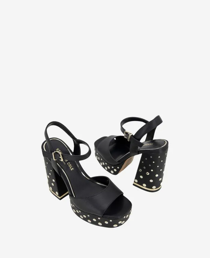 Sandals and Wedges Women Kenneth Cole Dolly Stud Ankle Strap Platform Heeled Sandal Black Sandals and Wedges Women Kenneth Cole Dolly Stud Ankle Strap Platform Heeled Sandal Black