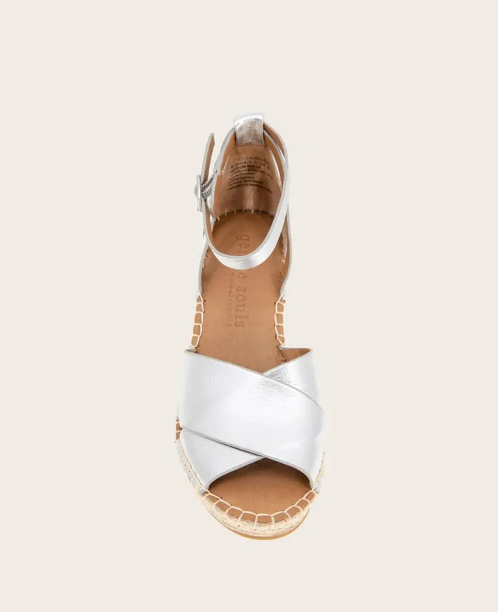 Sandals and Wedges Women Kenneth Cole GENTLE SOULS Charli Suede XBand Espadrille Wedge Sandal Silver Sandals and Wedges Women Kenneth Cole GENTLE SOULS Charli Suede XBand Espadrille Wedge Sandal Silver