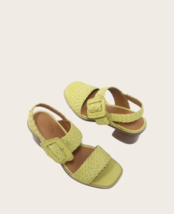 Sandals and Wedges Women Kenneth Cole GENTLE SOULS Madylyn Woven Heel Sandal Banana