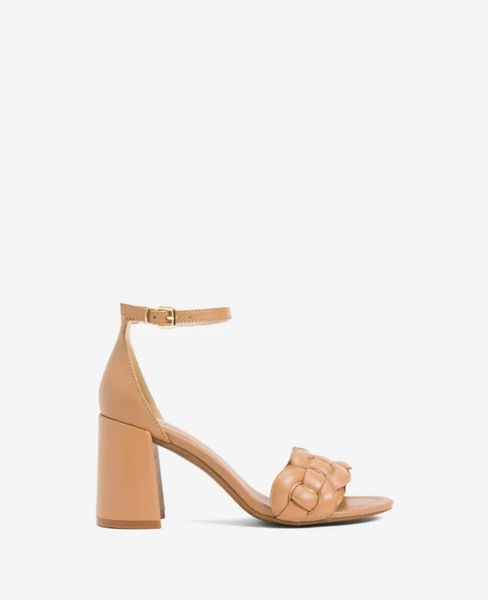 Sandals and Wedges Women Kenneth Cole Luisa Woven Heeled Sandal Classic Tan