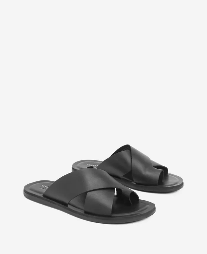 Sandals Men Kenneth Cole Ideal Leather Slide Sandal Black Sandals Men Kenneth Cole Ideal Leather Slide Sandal Black