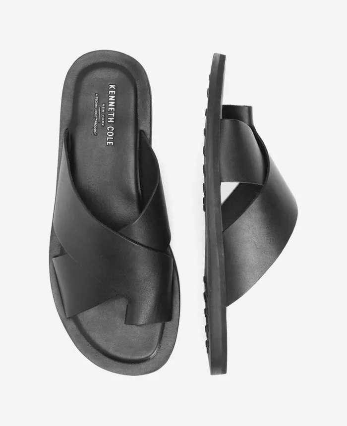 Sandals Men Kenneth Cole Ideal Leather Slide Sandal Black Sandals Men Kenneth Cole Ideal Leather Slide Sandal Black