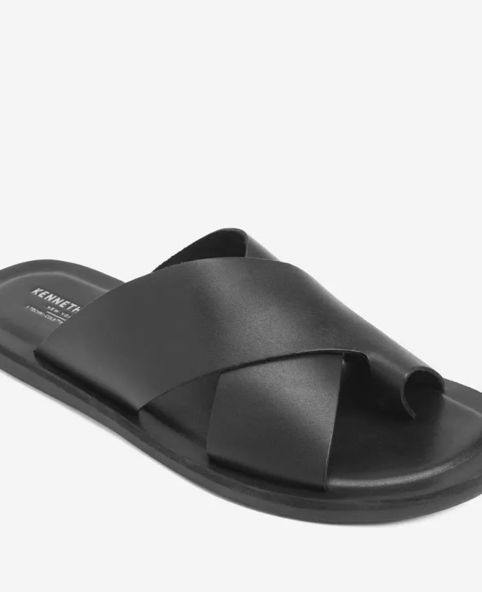 Sandals Men Kenneth Cole Ideal Leather Slide Sandal Black Sandals Men Kenneth Cole Ideal Leather Slide Sandal Black
