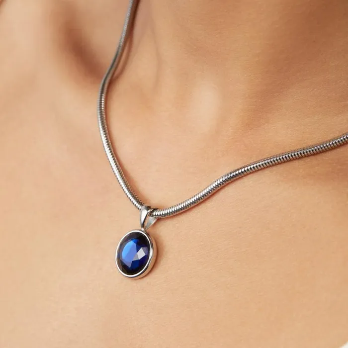 Sapphire Crystal Necklace Stainless Steel Silver Women Alex And Ani Necklaces Sapphire Crystal Necklace Stainless Steel Silver Women Alex And Ani Necklaces