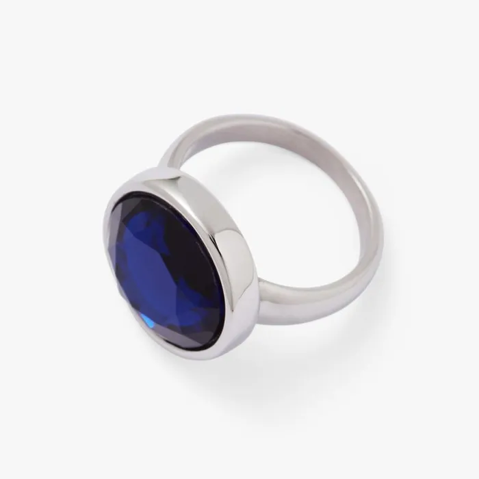 Sapphire Crystal Ring Stainless Steel Silver Women Alex And Ani Fine Jewelry