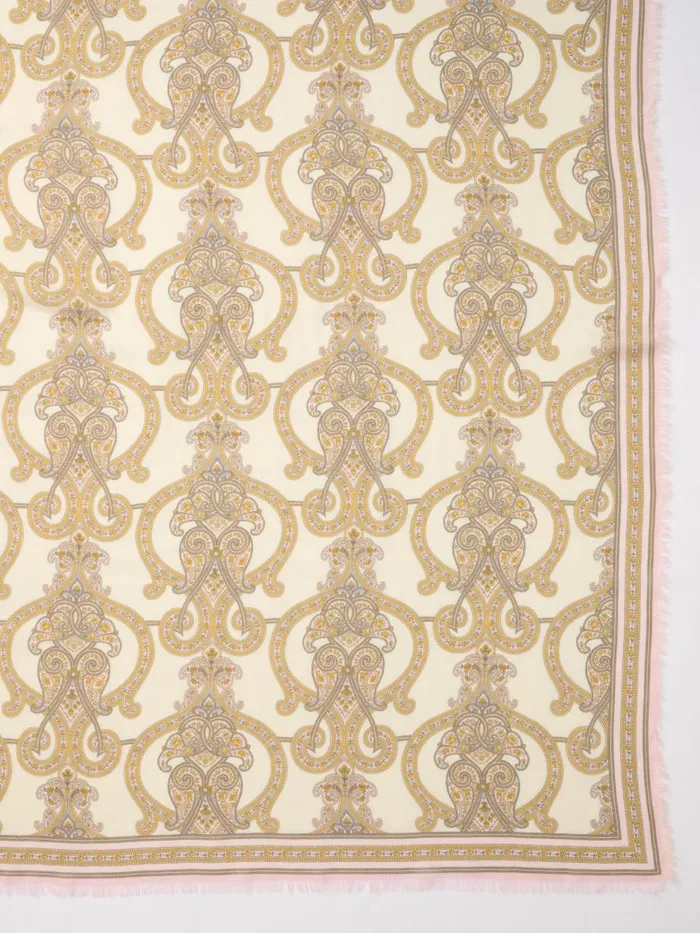Scarves Women JMcLaughlin Bellini Scarf In Gilded Paisley Border Creamsand Scarves Women JMcLaughlin Bellini Scarf In Gilded Paisley Border Creamsand