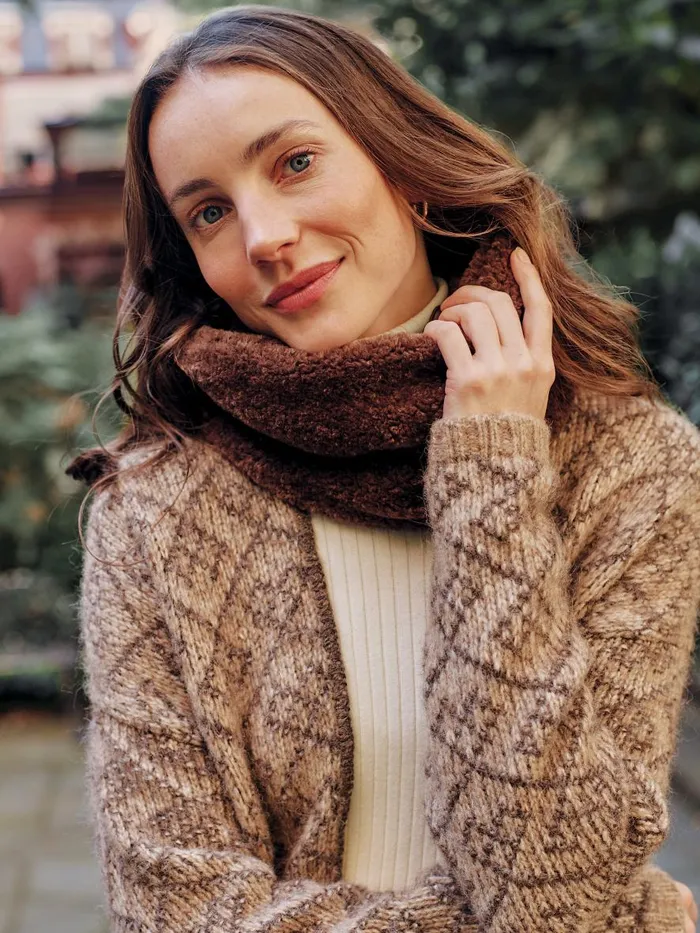 Scarves Women JMcLaughlin Chalet Teddy Bear Snood Dark Brown