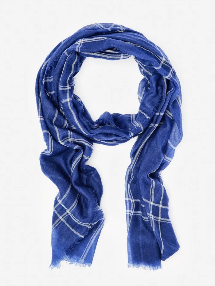 Scarves Women JMcLaughlin Del Mar Scarf In Window Pane Off Whitedenim