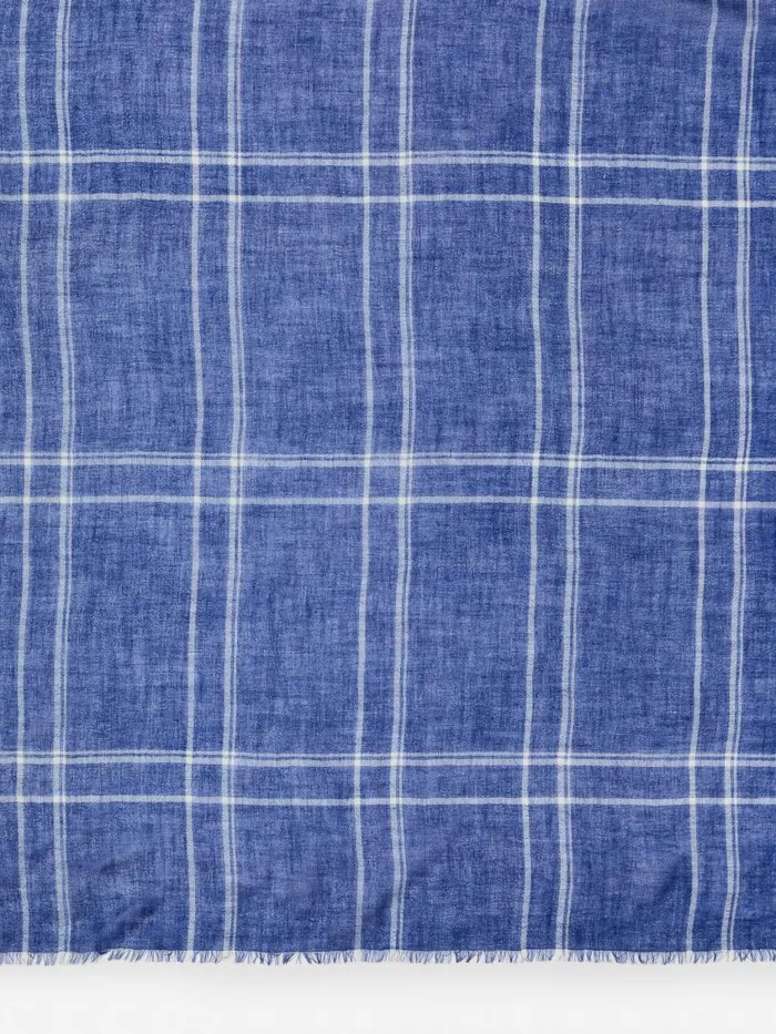 Scarves Women JMcLaughlin Del Mar Scarf In Window Pane Off Whitedenim Scarves Women JMcLaughlin Del Mar Scarf In Window Pane Off Whitedenim
