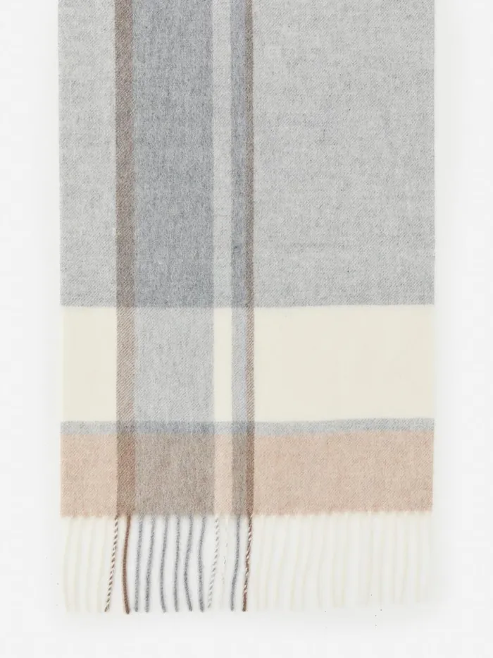 Scarves Women JMcLaughlin Fassa Cashmere Scarf In Plaid Grayoatmeal Scarves Women JMcLaughlin Fassa Cashmere Scarf In Plaid Grayoatmeal