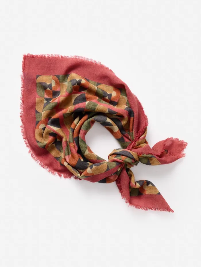 Scarves Women JMcLaughlin La Jolla Scarf In Geometric Harmony Square Olivemulti