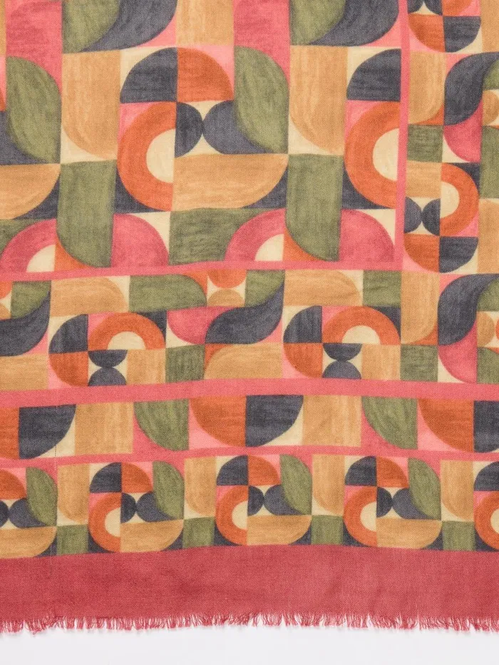 Scarves Women JMcLaughlin La Jolla Scarf In Geometric Harmony Square Olivemulti Scarves Women JMcLaughlin La Jolla Scarf In Geometric Harmony Square Olivemulti