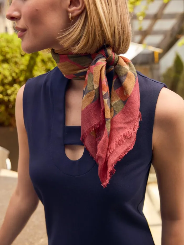 Scarves Women JMcLaughlin La Jolla Scarf In Geometric Harmony Square Olivemulti Scarves Women JMcLaughlin La Jolla Scarf In Geometric Harmony Square Olivemulti