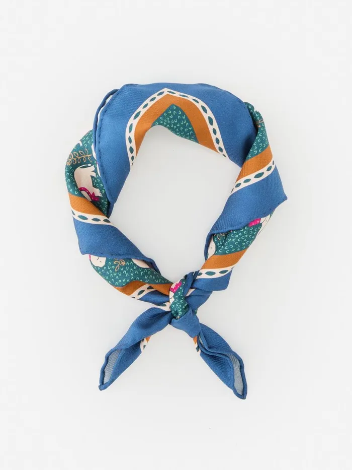 Scarves Women JMcLaughlin Nikka Silk Kerchief In Elephant Gate Greennavy