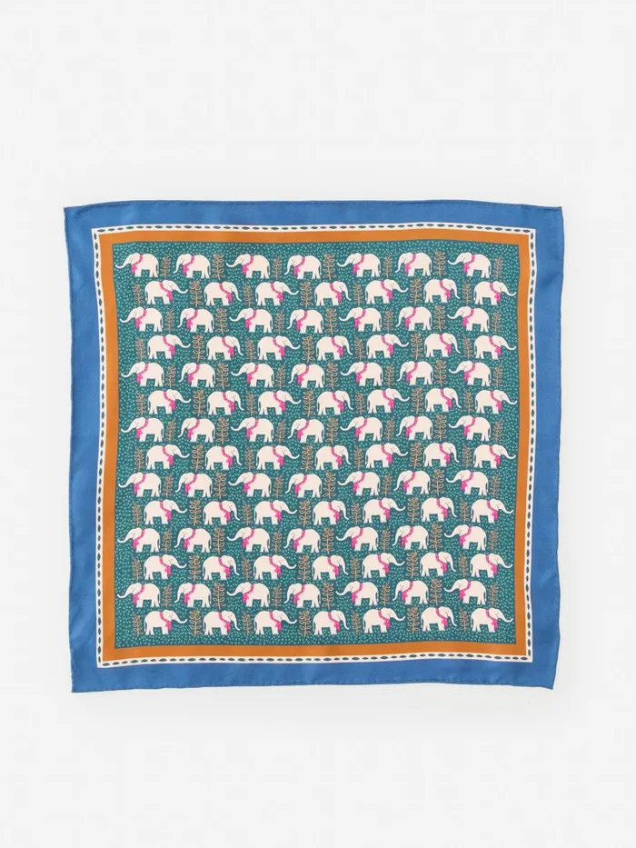 Scarves Women JMcLaughlin Nikka Silk Kerchief In Elephant Gate Greennavy