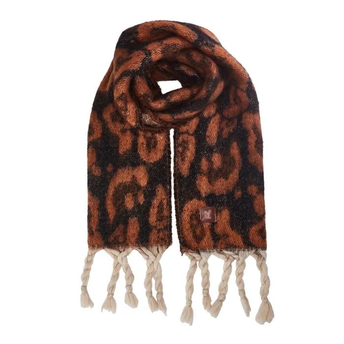 Scarves Women Moda In Pelle Lioniescarf Dark Leopard Textile