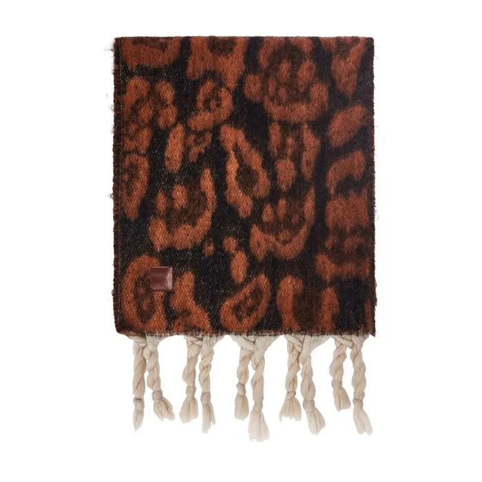 Scarves Women Moda In Pelle Lioniescarf Dark Leopard Textile
