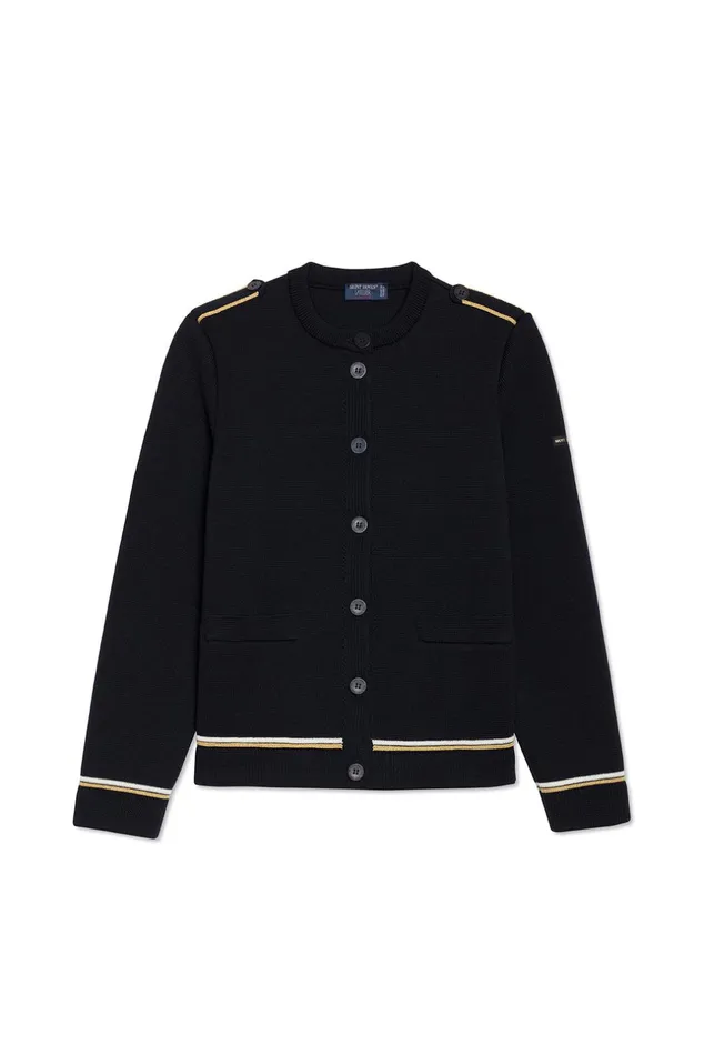 Serres Ponte Knit Jacket With Lurex Details 100 Wool Navy Women Saint James Sweaters Cardigans and Jackets