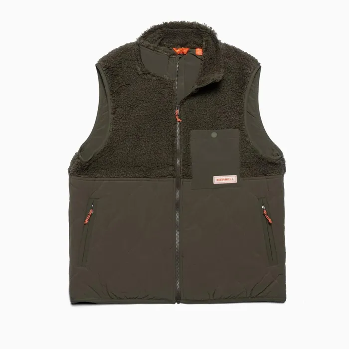 Sherpa Mixup Vest Dusty Olive Men Merrell Outerwear