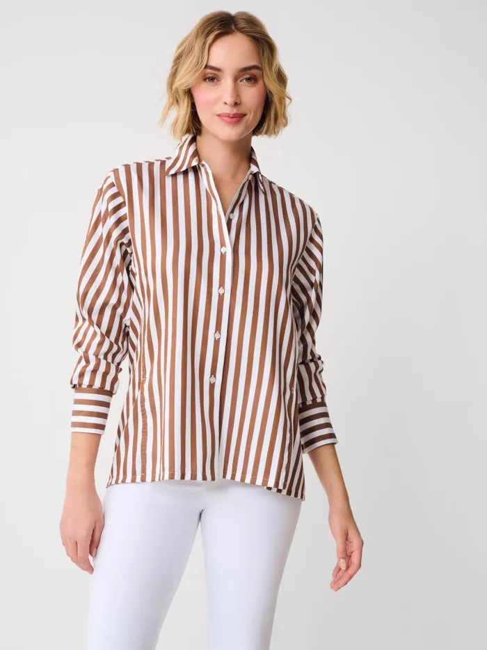Shirts and Tops Women JMcLaughlin Alexis Shirt In Stripe Brownwhite