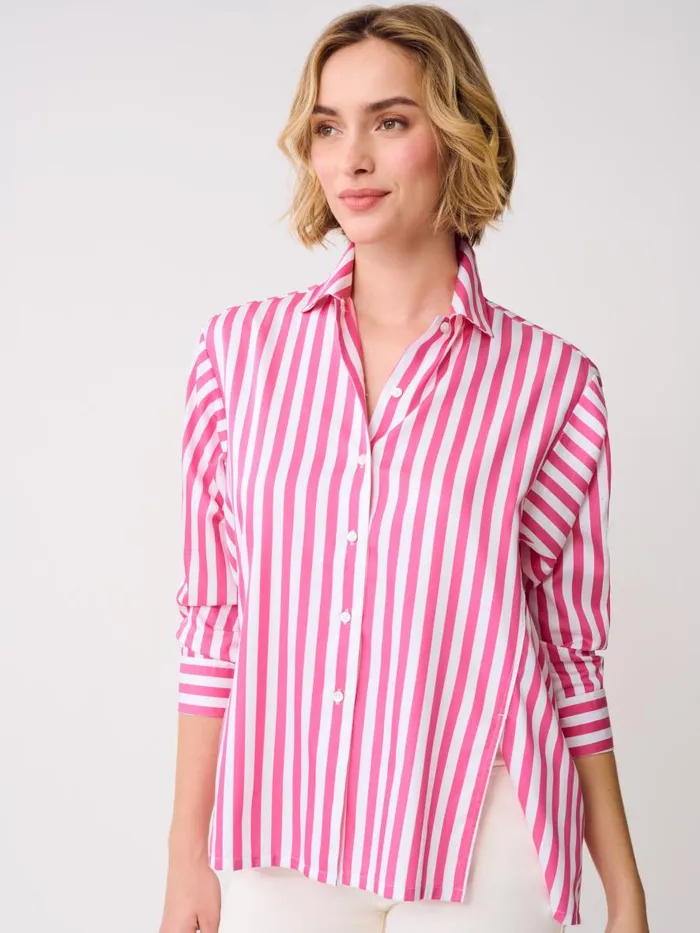 Shirts and Tops Women JMcLaughlin Alexis Shirt In Stripe Fuchsiawhite