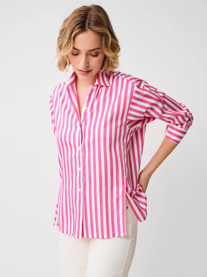 Shirts and Tops Women JMcLaughlin Alexis Shirt In Stripe Fuchsiawhite