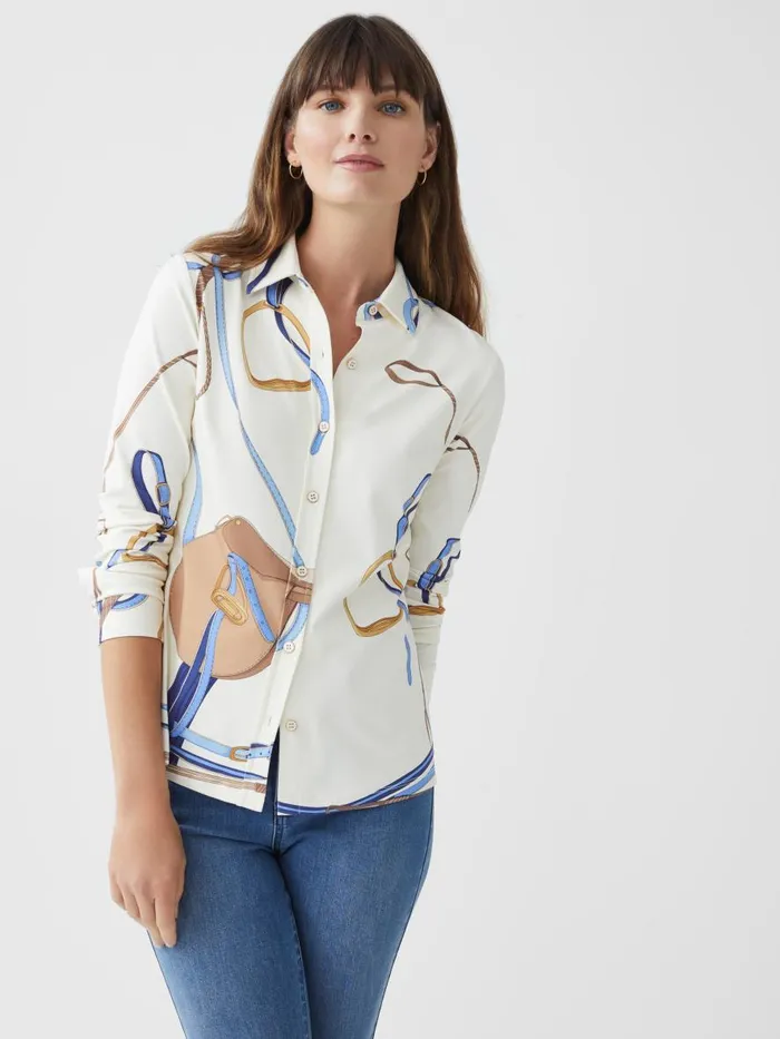 Shirts and Tops Women JMcLaughlin Betty Shirt In Palomino Whiteblue