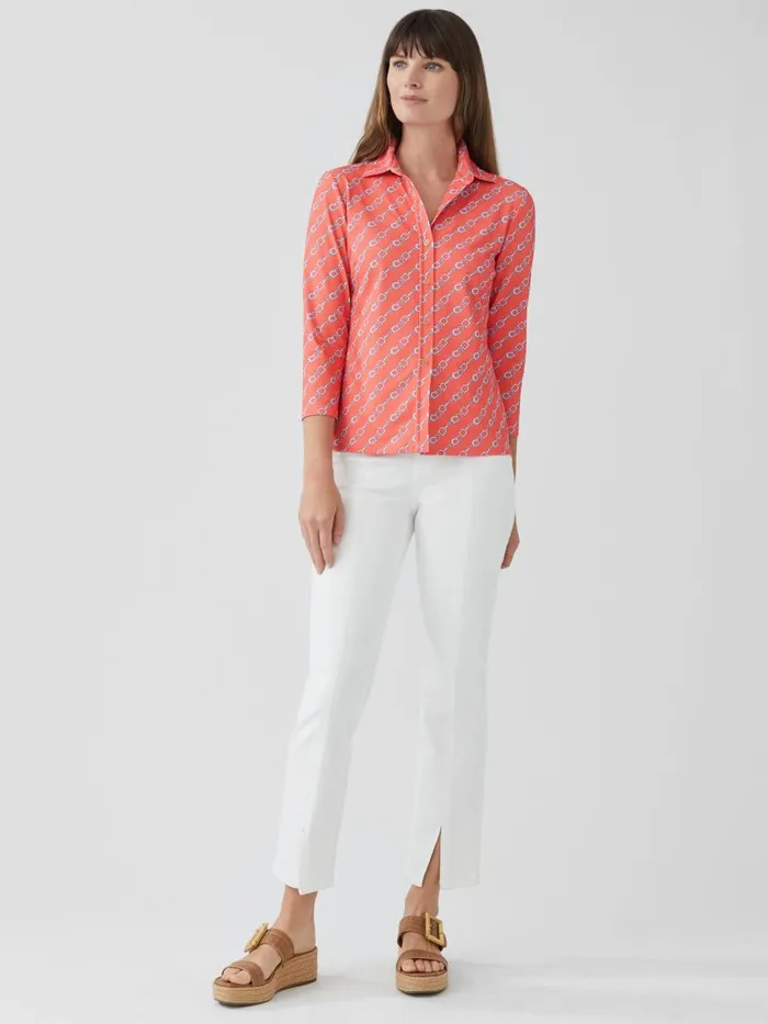 Shirts and Tops Women JMcLaughlin Cornelia 34 Sleeve Shirt In Bridle Crest Coralblue