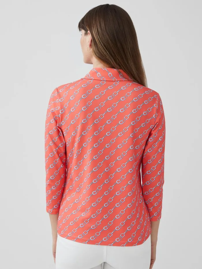 Shirts and Tops Women JMcLaughlin Cornelia 34 Sleeve Shirt In Bridle Crest Coralblue