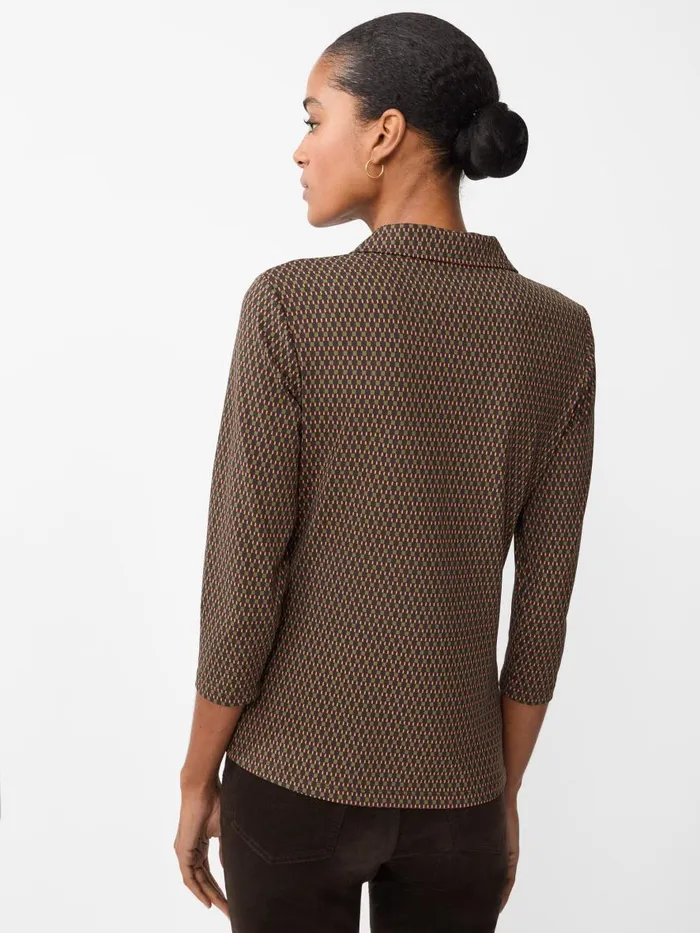 Shirts and Tops Women JMcLaughlin Court 34 Sleeve Polo In Rubiks Check Brownolive Shirts and Tops Women JMcLaughlin Court 34 Sleeve Polo In Rubiks Check Brownolive