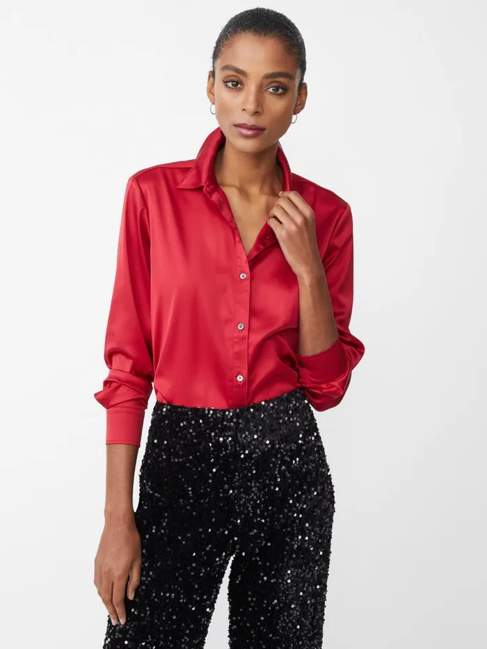 Shirts and Tops Women JMcLaughlin Denver Satin Shirt Fete Red