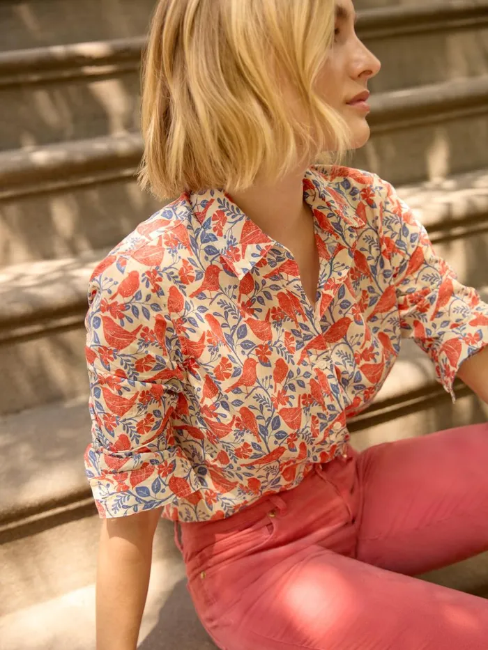 Shirts and Tops Women JMcLaughlin Lois Shirt In Bird Story Tanblueburnt Orange Shirts and Tops Women JMcLaughlin Lois Shirt In Bird Story Tanblueburnt Orange