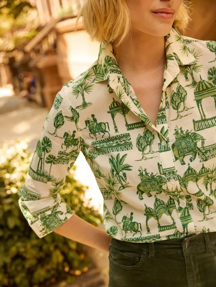 Shirts and Tops Women JMcLaughlin Lois Shirt In Desert Toile Off Whitegreen