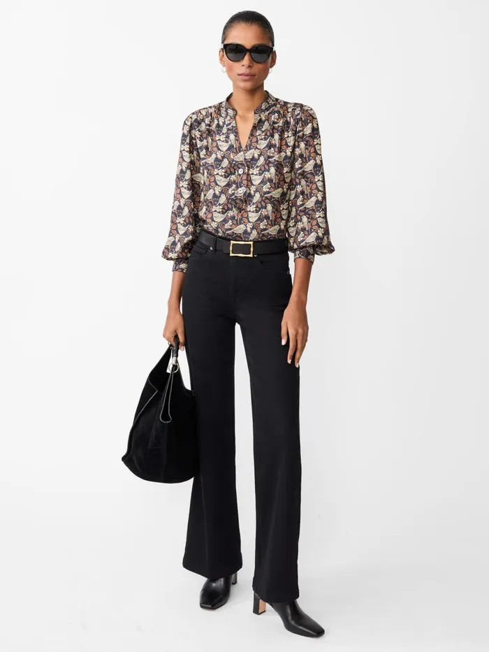 Shirts and Tops Women JMcLaughlin Rashell Blouse In Bird Story Charcoalcamel Shirts and Tops Women JMcLaughlin Rashell Blouse In Bird Story Charcoalcamel