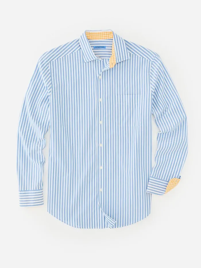 Shirts Men JMcLaughlin Club Classic Fit Shirt In Bengal Stripe Bluewhite