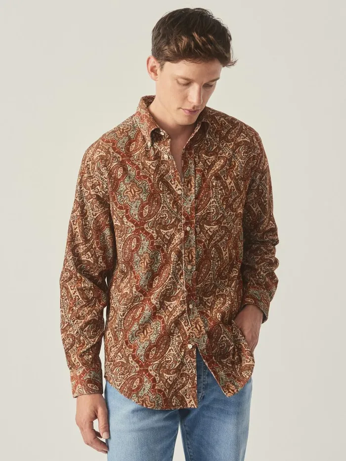 Shirts Men JMcLaughlin Collis Classic Fit Shirt In Paisley Brownburgundytan