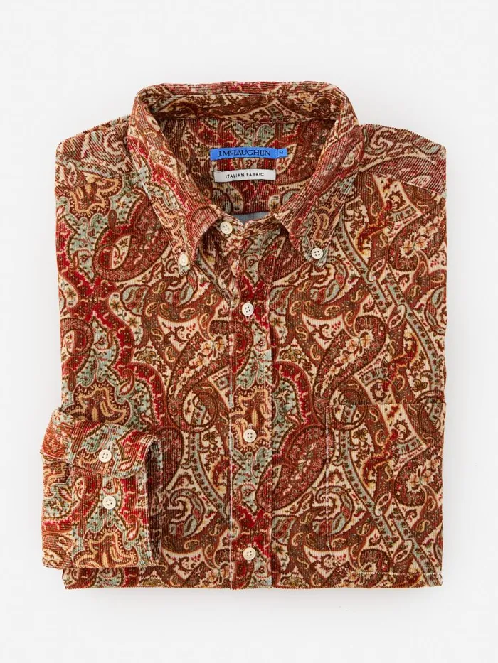 Shirts Men JMcLaughlin Collis Classic Fit Shirt In Paisley Brownburgundytan Shirts Men JMcLaughlin Collis Classic Fit Shirt In Paisley Brownburgundytan