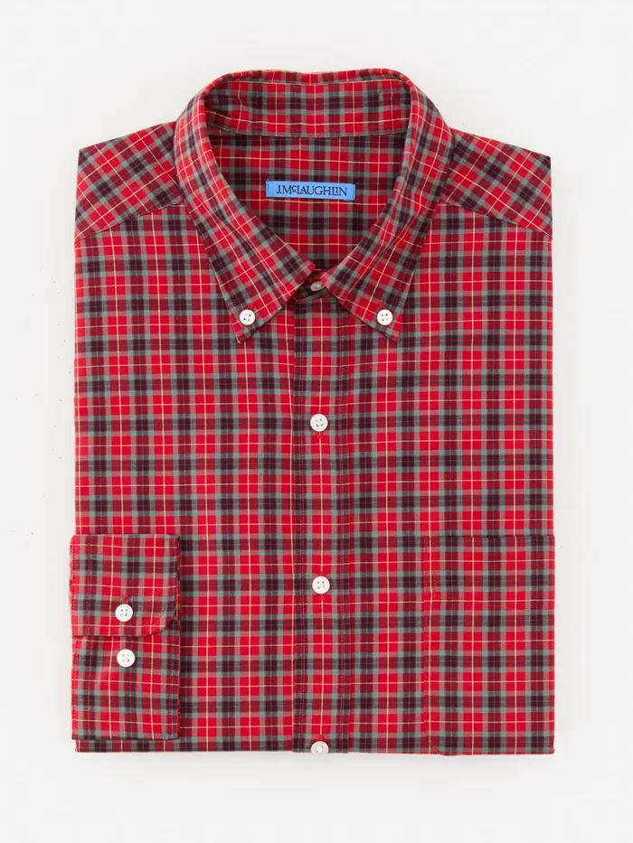 Shirts Men JMcLaughlin Collis Classic Fit Shirt In Plaid Navygreenred