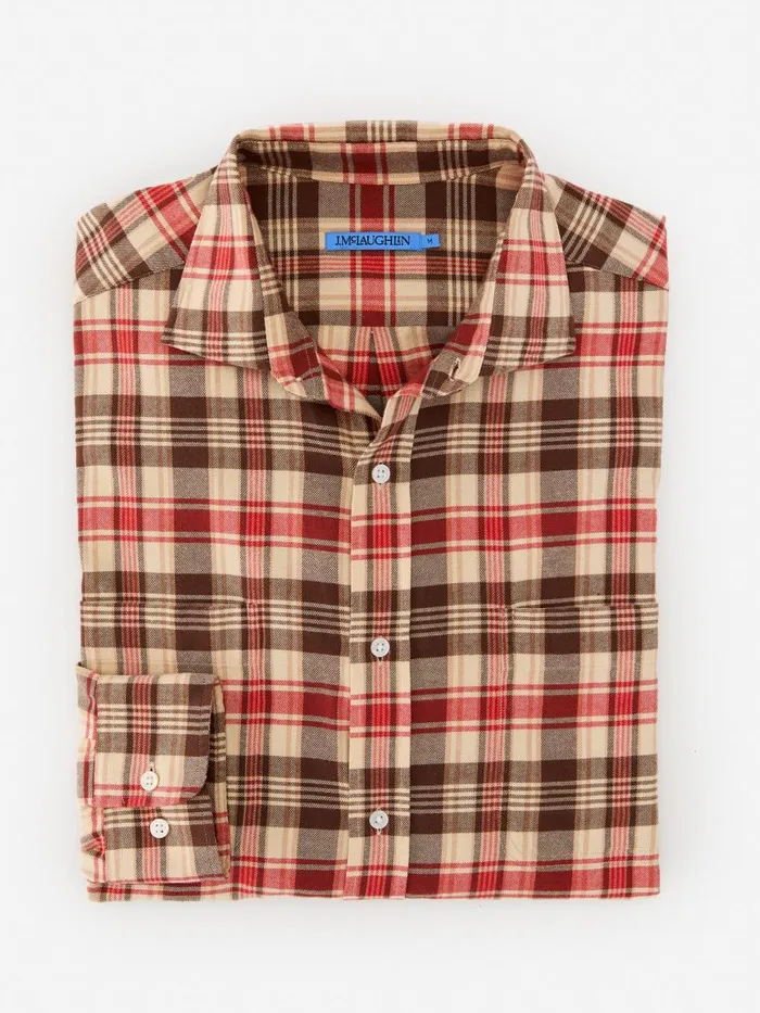Shirts Men JMcLaughlin Dobson Classic Fit Flannel Shirt In Plaid Beigered
