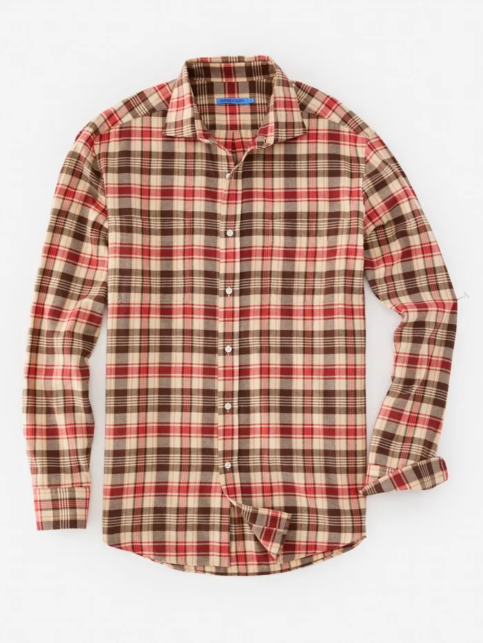 Shirts Men JMcLaughlin Dobson Classic Fit Flannel Shirt In Plaid Beigered Shirts Men JMcLaughlin Dobson Classic Fit Flannel Shirt In Plaid Beigered