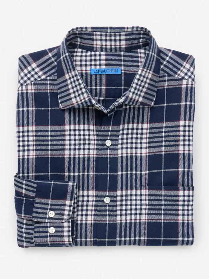 Shirts Men JMcLaughlin Dobson Classic Fit Flannel Shirt In Plaid Navyredwhite Shirts Men JMcLaughlin Dobson Classic Fit Flannel Shirt In Plaid Navyredwhite