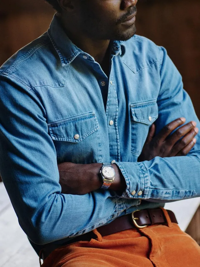 Shirts Men JMcLaughlin Scotto Denim Shirt Light Denim Shirts Men JMcLaughlin Scotto Denim Shirt Light Denim