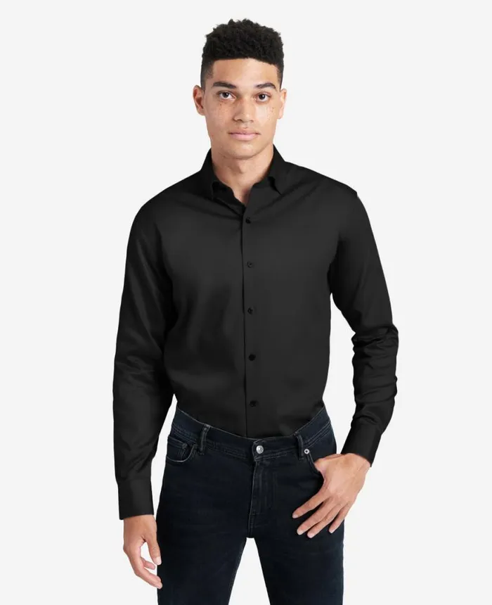 Shirts Men Kenneth Cole RegularFit ButtonDown Stretch Dress Shirt With TEK FIT Black