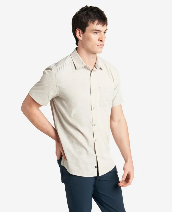 Shirts Men Kenneth Cole Slim Fit ShortSleeve MixedMedia Shirt Tan