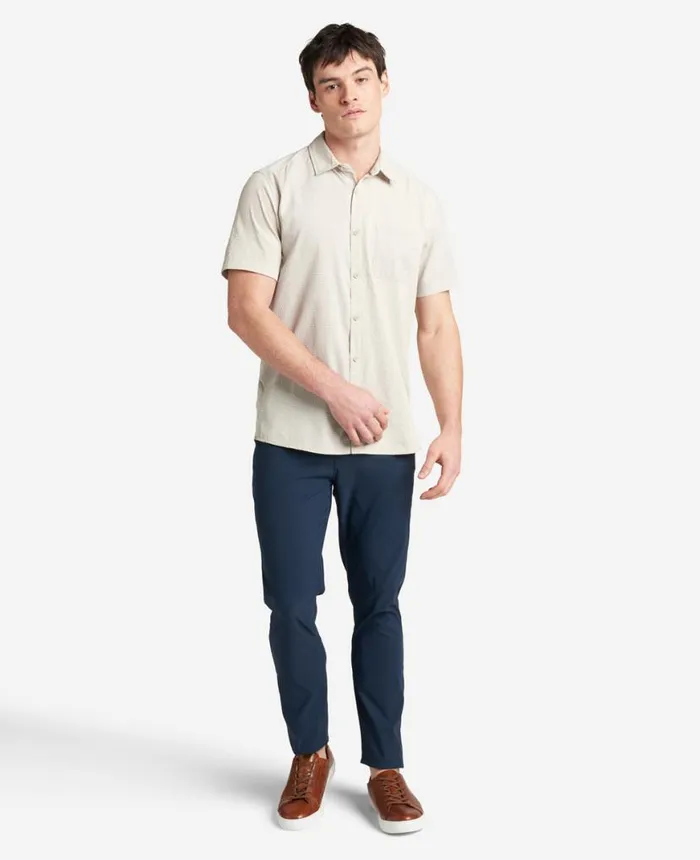 Shirts Men Kenneth Cole Slim Fit ShortSleeve MixedMedia Shirt Tan