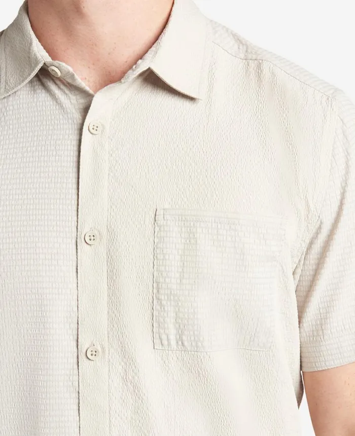 Shirts Men Kenneth Cole Slim Fit ShortSleeve MixedMedia Shirt Tan