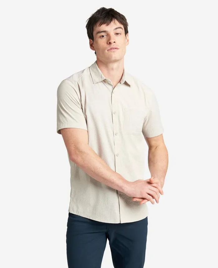 Shirts Men Kenneth Cole Slim Fit ShortSleeve MixedMedia Shirt Tan