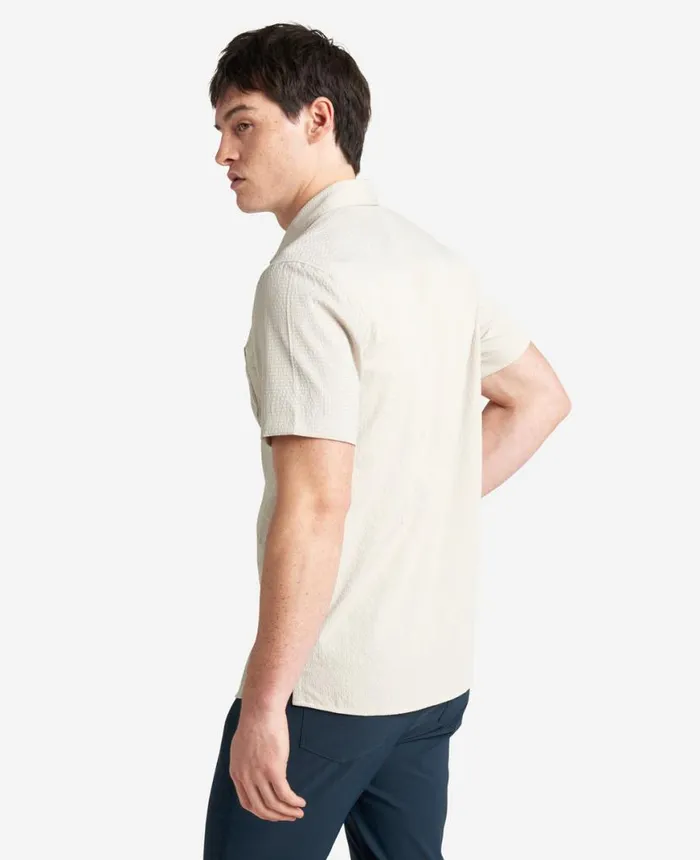 Shirts Men Kenneth Cole Slim Fit ShortSleeve MixedMedia Shirt Tan