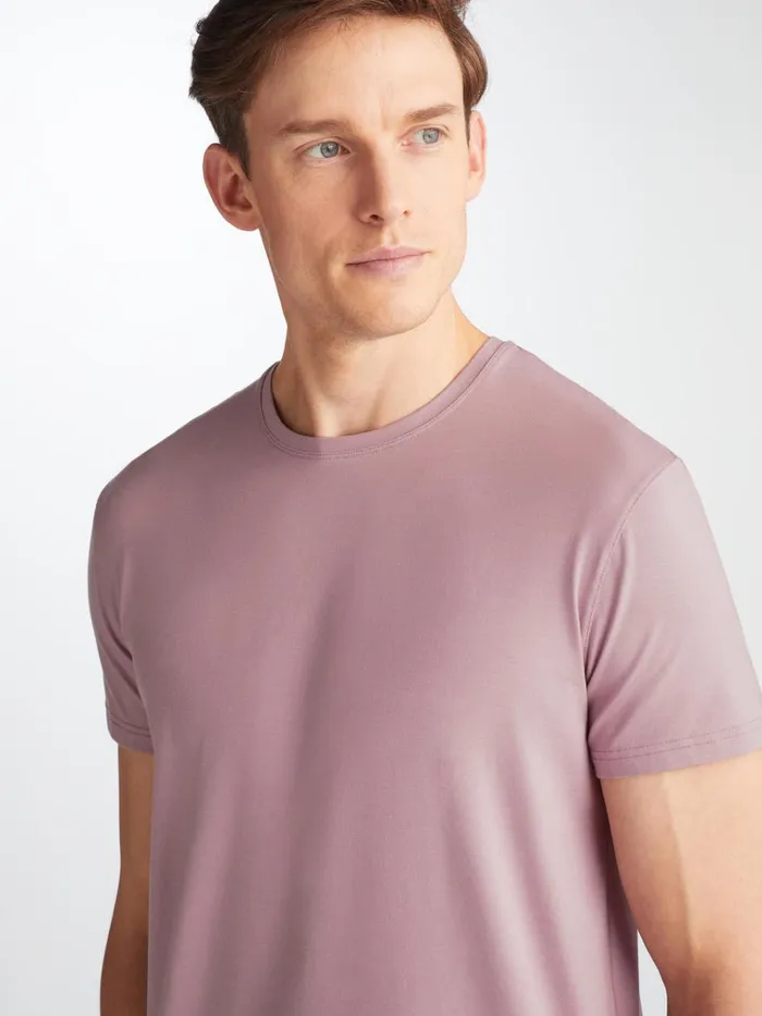 Short Sleeve TShirts Men Derek Rose TShirt Basel Micro Modal Stretch Mauve