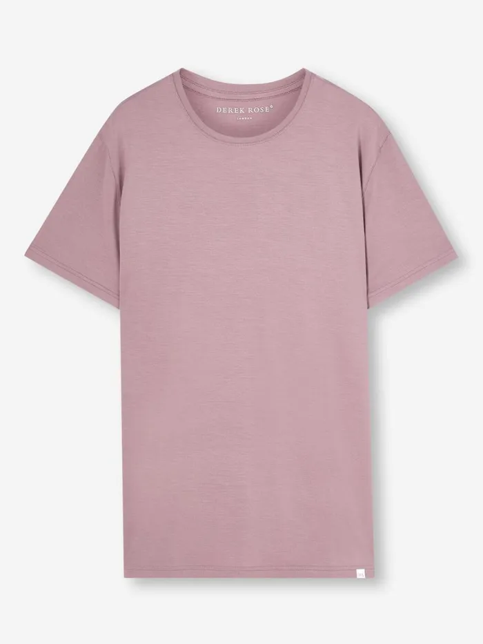 Short Sleeve TShirts Men Derek Rose TShirt Basel Micro Modal Stretch Mauve
